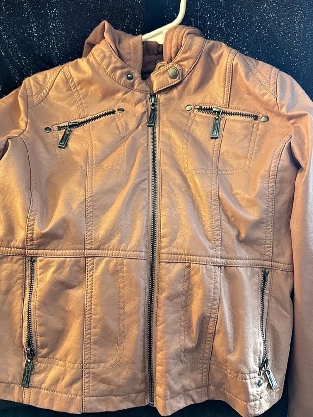 Jou Faux Leather Moto Jacket in Pink